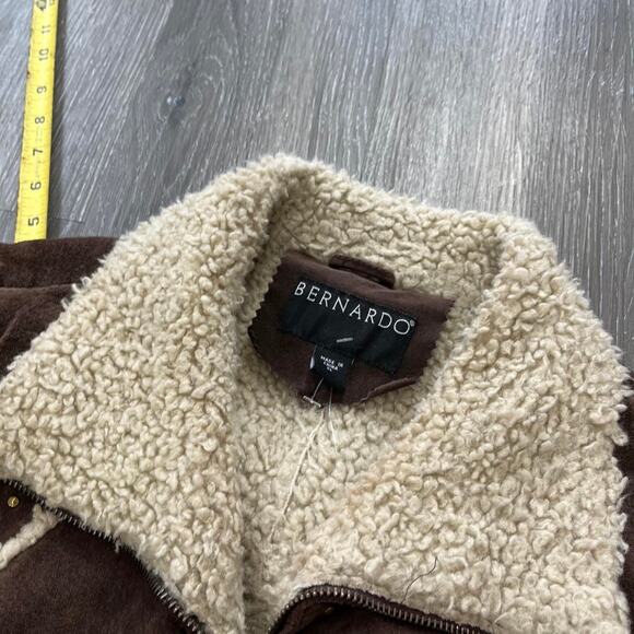 Vintage Y2K Bernardo Brown Suede Shearling Jacket with Stud Detail - Picture 4 of 6